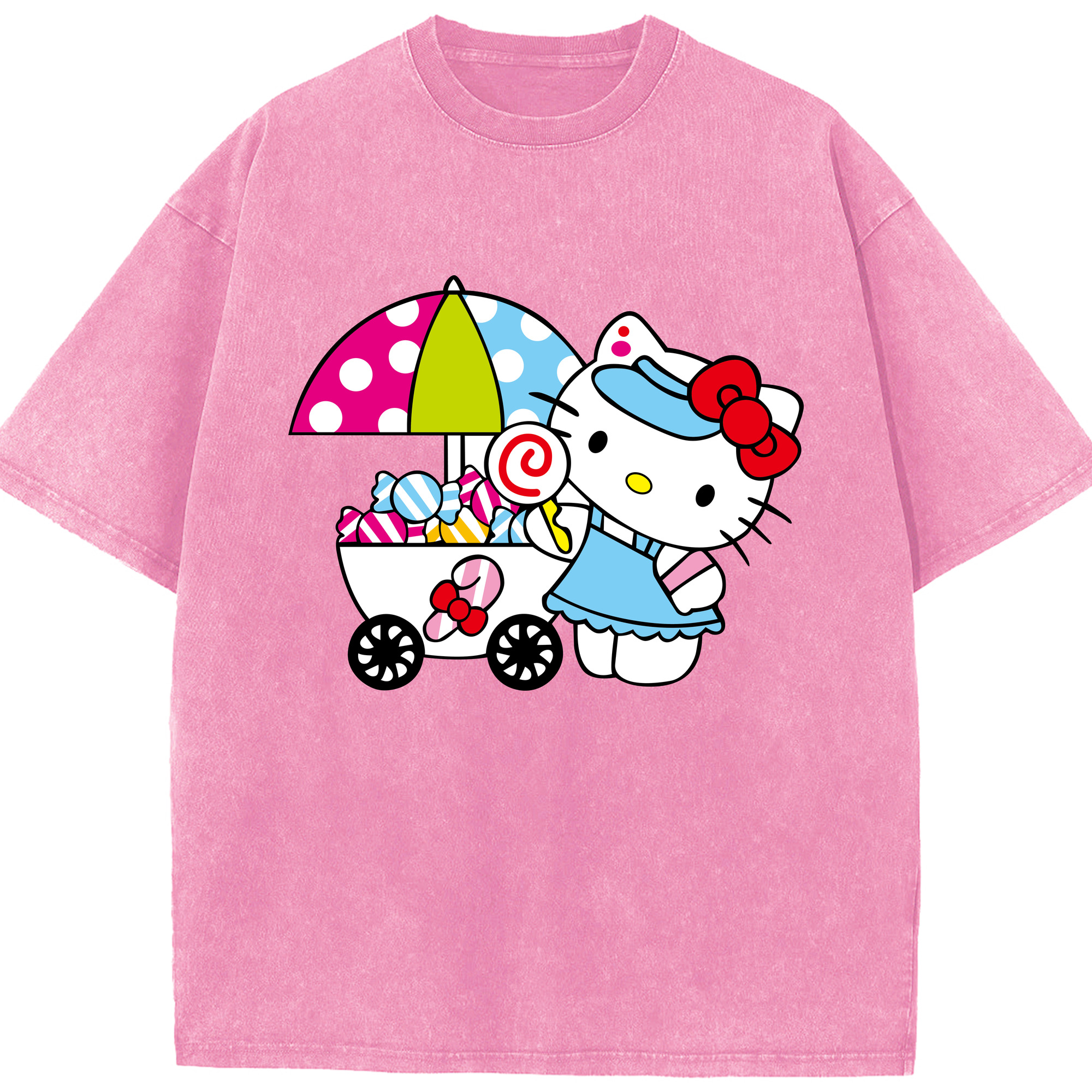 （画像用） Hello Kitty ハローキティ 綿100% ヴィンテージ風 半袖Tシャツ（フロントプリント）